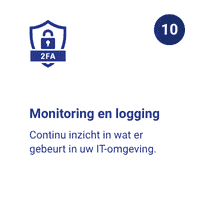 Monitoring en logging. Houd activiteiten binnen systemen bij en analyseer loggegevens om afwijkingen en beveiligingsincidenten tijdig te signaleren.